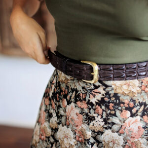 25ml wide Hornback Crocodile Leather Belt- Brown & Black